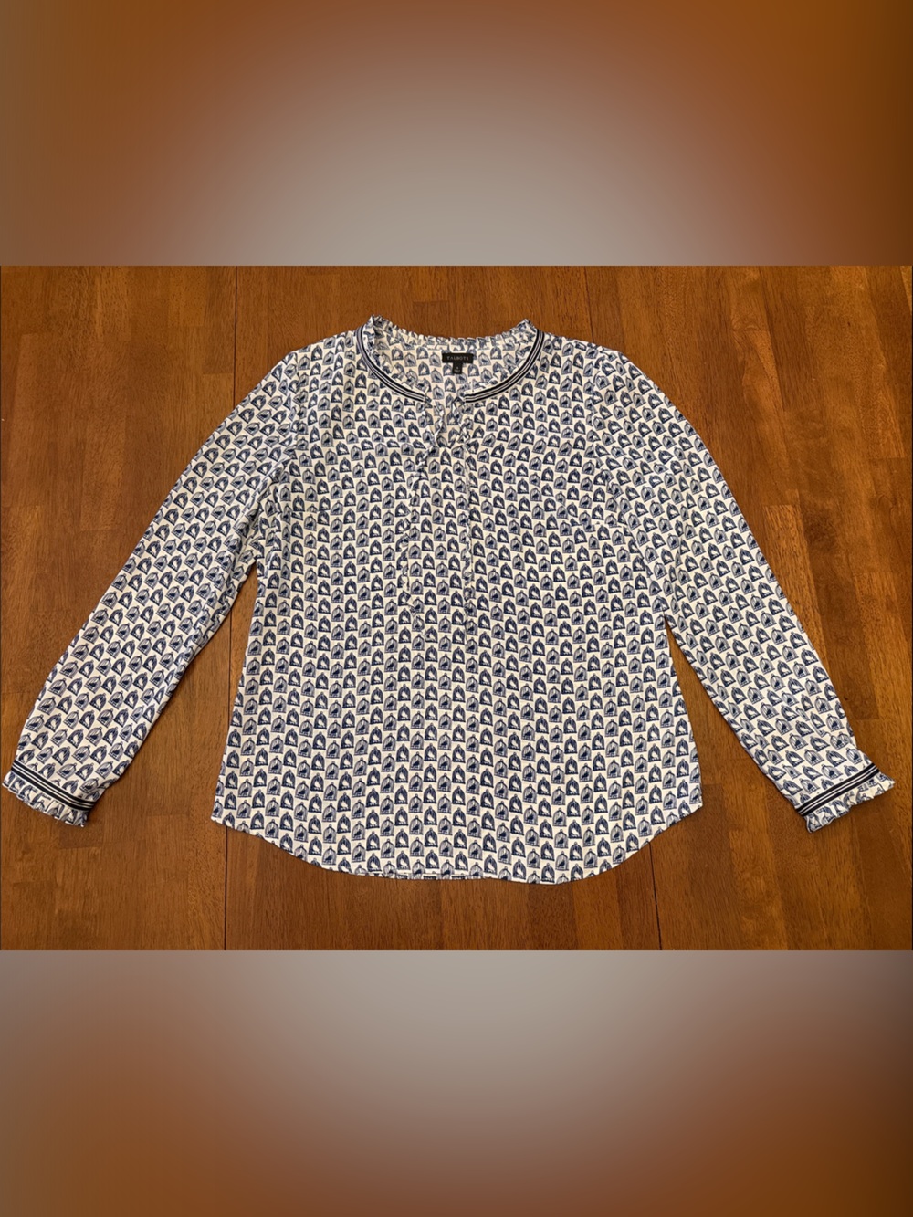Talbots Blouse with Bird in Cage Print